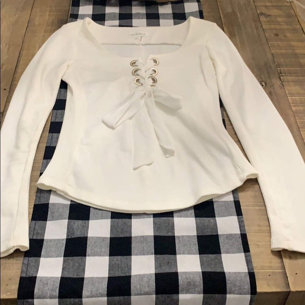 Cream long sleeve blouse